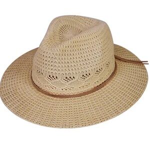 Woven cotton blend brimmed sun cowboy hat